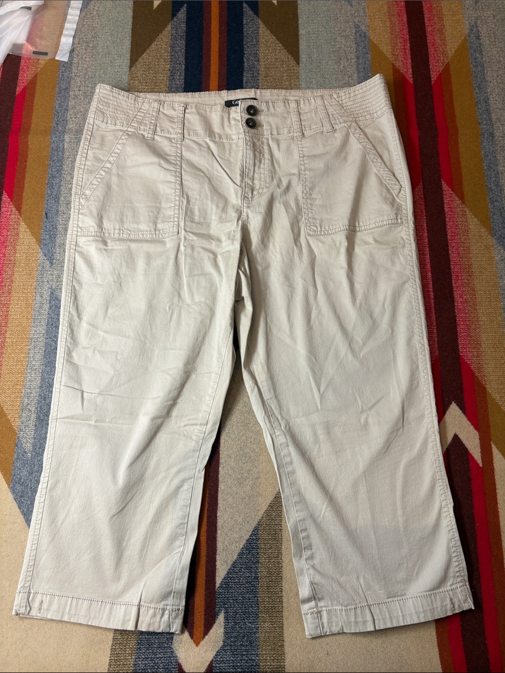 Womens Light Beige Crop khakis pants